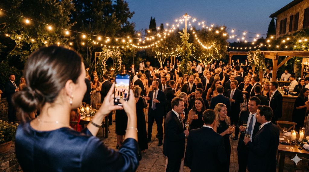 A group of friends laughing and taking selfies at a birthday party